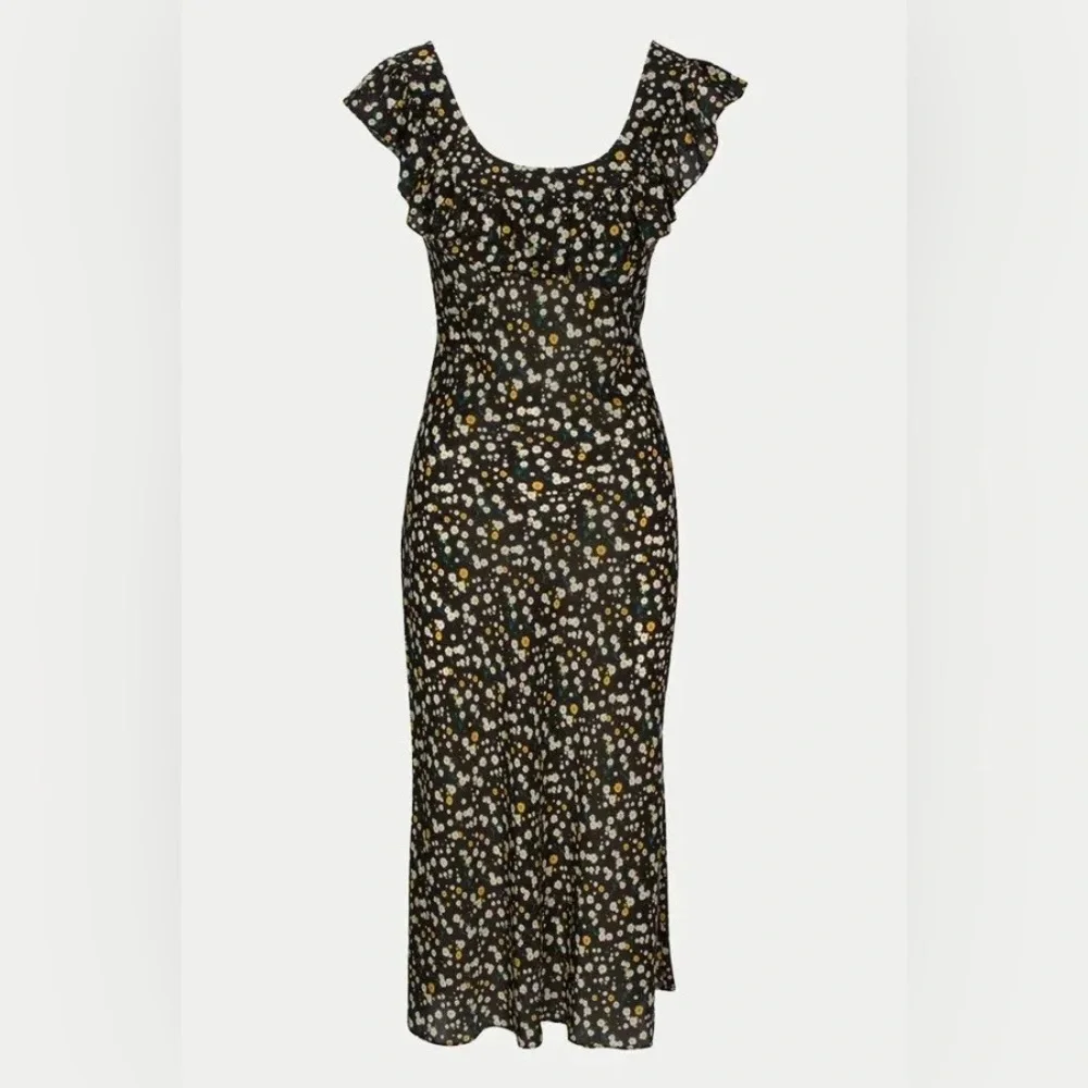 Lou Floral Black Maxi Silk Dress - Picture 1 of 14